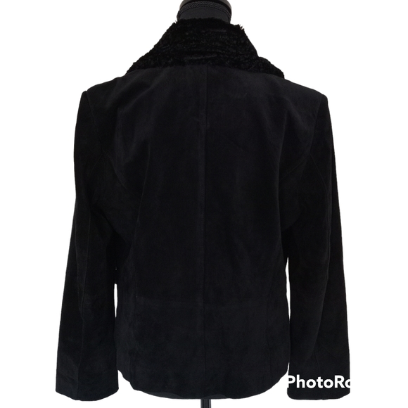 Valerie Steve's Blk Leather Suede Blazer Jacket size L - Picture 4 of 13